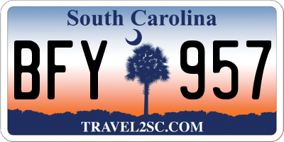 SC license plate BFY957