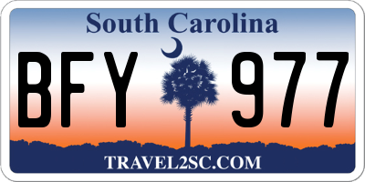 SC license plate BFY977