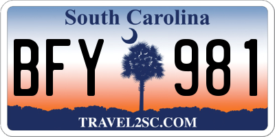 SC license plate BFY981