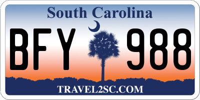SC license plate BFY988