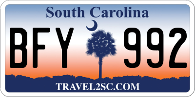 SC license plate BFY992