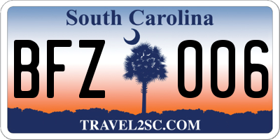 SC license plate BFZ006
