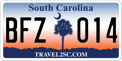 SC license plate BFZ014