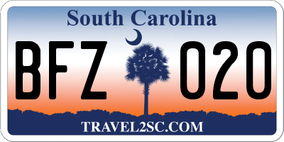 SC license plate BFZ020