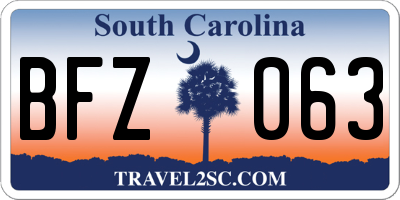 SC license plate BFZ063