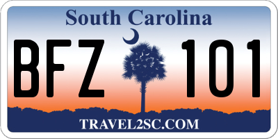 SC license plate BFZ101
