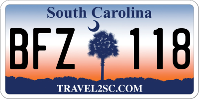 SC license plate BFZ118