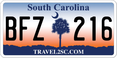 SC license plate BFZ216