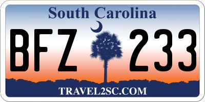 SC license plate BFZ233