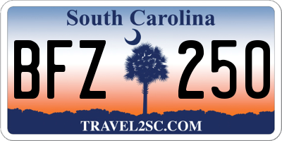 SC license plate BFZ250