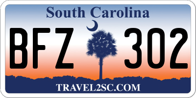SC license plate BFZ302