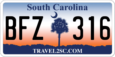 SC license plate BFZ316