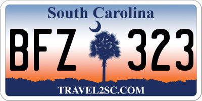 SC license plate BFZ323