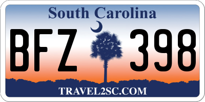 SC license plate BFZ398