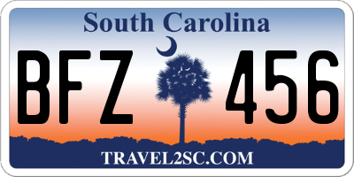 SC license plate BFZ456