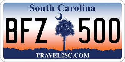 SC license plate BFZ500