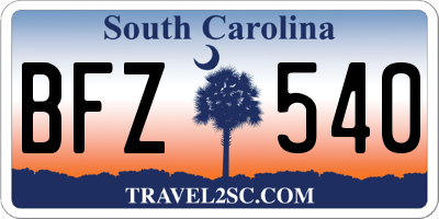 SC license plate BFZ540
