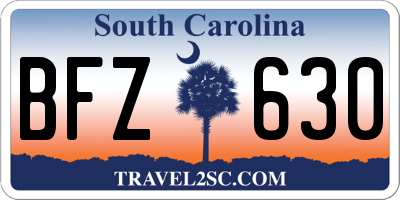 SC license plate BFZ630