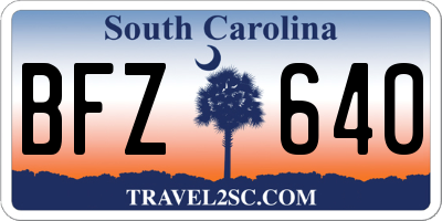 SC license plate BFZ640
