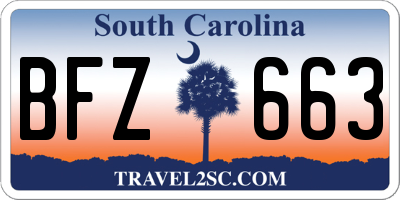 SC license plate BFZ663