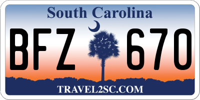 SC license plate BFZ670