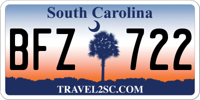 SC license plate BFZ722