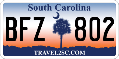 SC license plate BFZ802