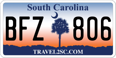 SC license plate BFZ806