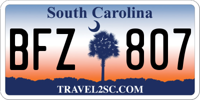 SC license plate BFZ807