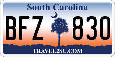 SC license plate BFZ830