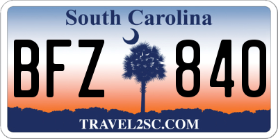 SC license plate BFZ840
