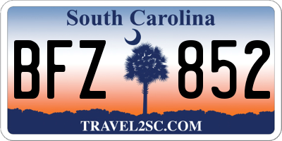SC license plate BFZ852