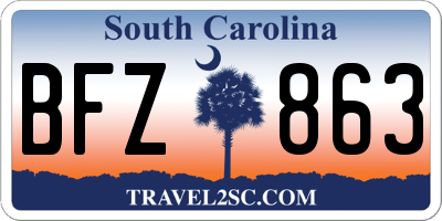 SC license plate BFZ863