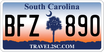 SC license plate BFZ890