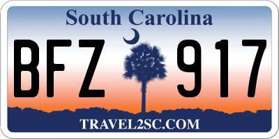 SC license plate BFZ917