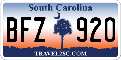 SC license plate BFZ920
