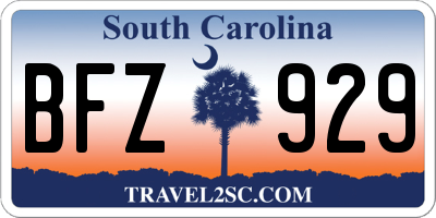 SC license plate BFZ929