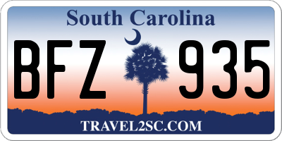 SC license plate BFZ935