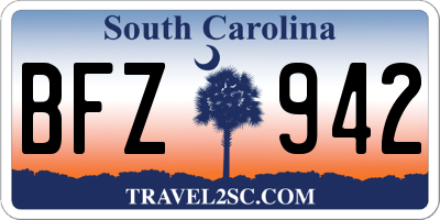 SC license plate BFZ942