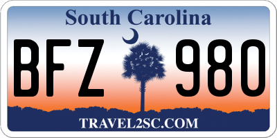 SC license plate BFZ980