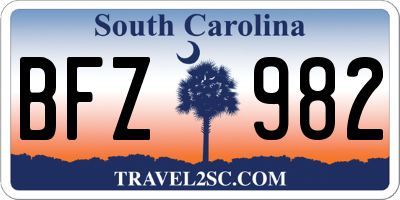 SC license plate BFZ982