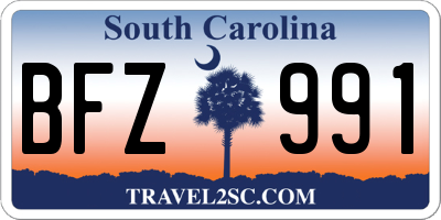 SC license plate BFZ991