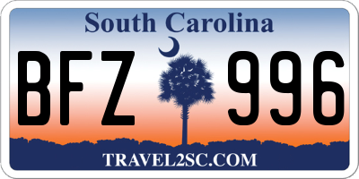 SC license plate BFZ996