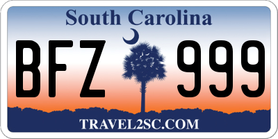 SC license plate BFZ999