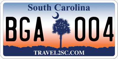 SC license plate BGA004