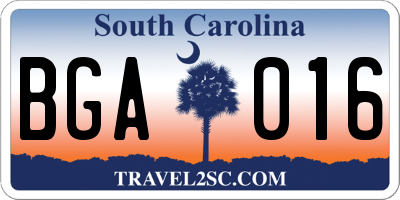 SC license plate BGA016