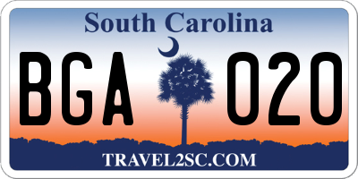 SC license plate BGA020
