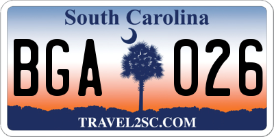 SC license plate BGA026