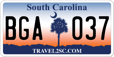 SC license plate BGA037