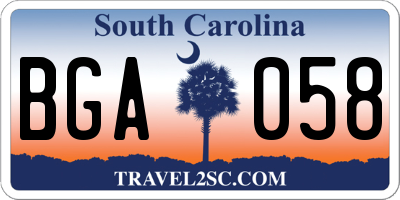 SC license plate BGA058